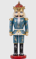 Load image into Gallery viewer, Blue, Red, Gold, and Silver Nutcracker with Crown
