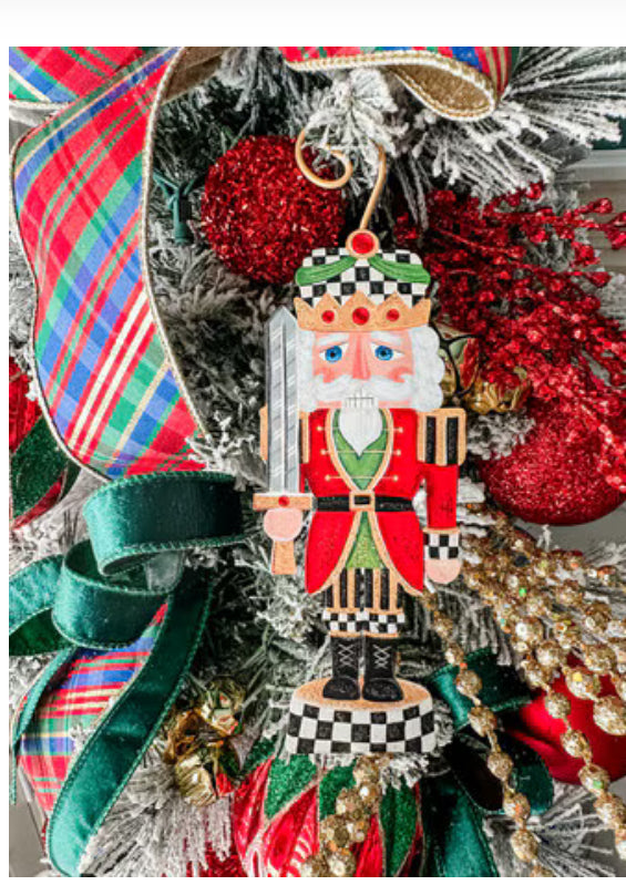 Checkered Nutcracker Metal Ornament