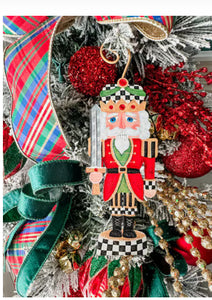 Checkered Nutcracker Metal Ornament