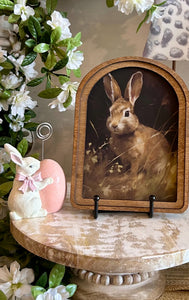 Arch Top Wooden Bunny Art Framed Pic