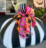 Load image into Gallery viewer, Whimsical Fall Halloween Bow Polka Dots, Check, Diamond, Ric Rac, and Pumpkin Patterns
