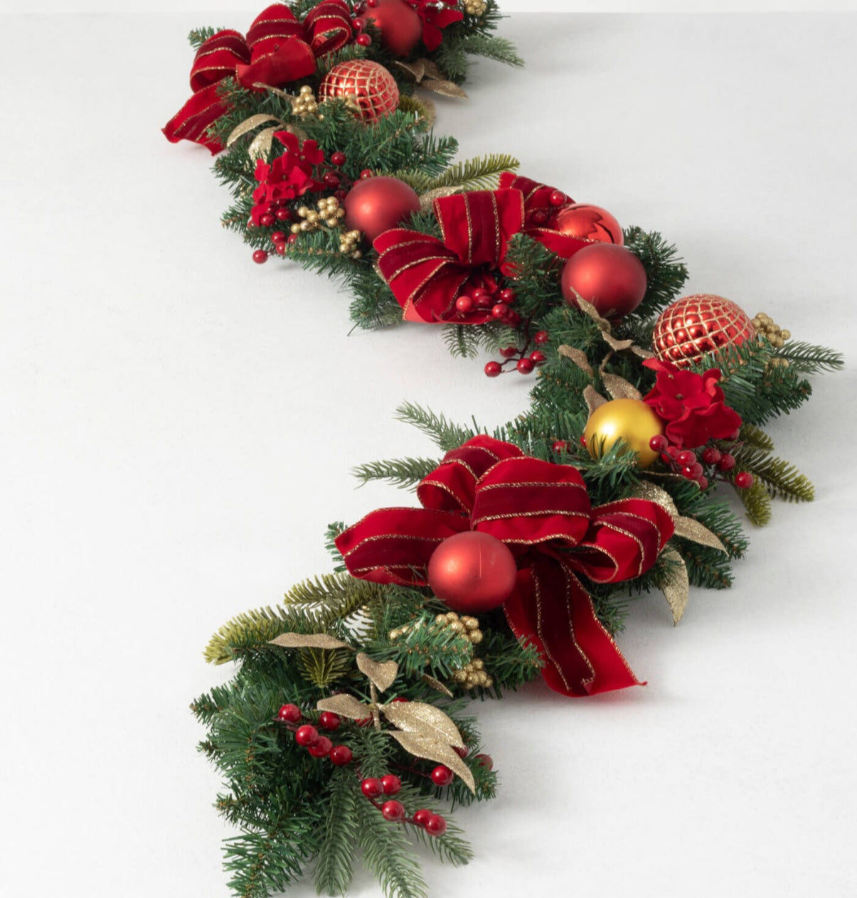 Traditional Red & Gold Pine Garland