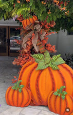 Load image into Gallery viewer, Biggest Large Orange Metal Pumpkin with Easel and Stake 45”
