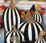 Load image into Gallery viewer, Bundle of (4) Black &amp; White Stripe Pumpkins
