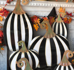 Bundle of (4) Black & White Stripe Pumpkins