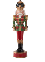 Load image into Gallery viewer, Plaid Nutcracker in Maroon, Dark Green, White and Gold with Black Accents

