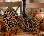 Load image into Gallery viewer, Set of 2 Medium Leopard Metal Stake Pumpkins Fall Pumpkins
