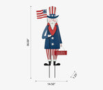 Load image into Gallery viewer, Patriotic Uncle Sam Red White &amp; Blue MDF Body and Metal Stakes

