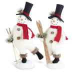 Load image into Gallery viewer, Set of 2 Sherpa Snowmen with Black Top Hats
