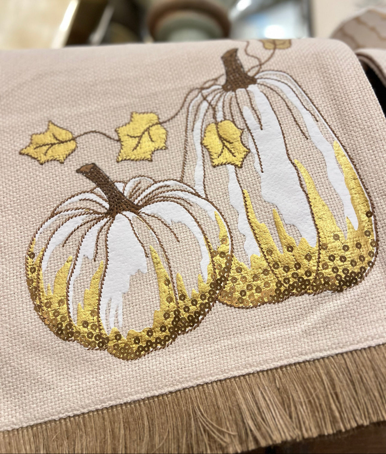 Gold Sequin Pumpkin Table Runner