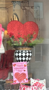 Valentines Day: Large Red Glittered Metal Heart