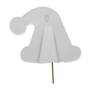 Gingham Santa Hat Metal Stake Outdoor or Indoor
