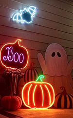 Load image into Gallery viewer, New! Neon Light Up Orange Pumpkin with Easel &amp; Stake
