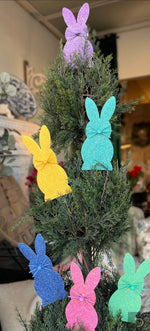 Load image into Gallery viewer, Set of 6 Glittered Peep Bunnies Yellow, Pink, Aqua, Purple, Blue, Green
