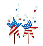 Load image into Gallery viewer, Americana: Flag Stars Set of 2 Metal Stakes
