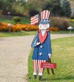 Load image into Gallery viewer, Patriotic Uncle Sam Red White &amp; Blue MDF Body and Metal Stakes

