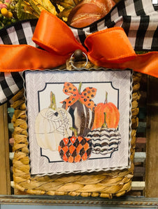 Halloween Mini Print Harlequin Pumpkin, Polka Dot Bow, Spider Detail