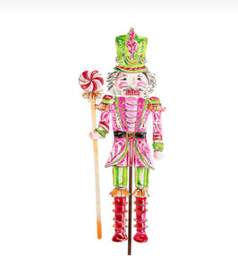 Pink, Green, & RedNutcracker Metal Stake Outdoor or Indoor