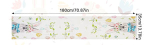 Bunny with Check Pattern Blue Scarf Table Runner