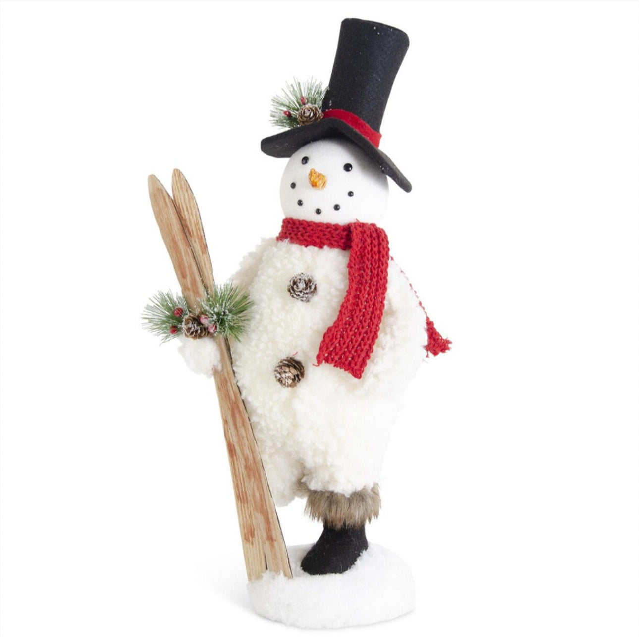 Set of 2 Sherpa Snowmen with Black Top Hats