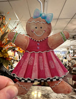 Load image into Gallery viewer, Gingerbread Cookies Girl &amp; Boy Metal Ornaments Set of 2
