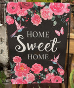Load image into Gallery viewer, Bright Pink Flowers Flag Home Sweet Home Outdoor Flag
