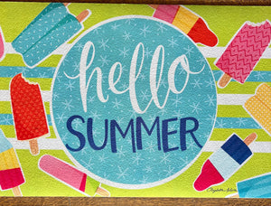 Hello Summer Popsicle Door Mat Outdoor