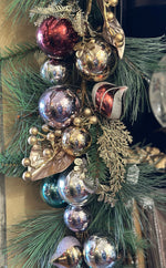 Load image into Gallery viewer, 6’ Vintage Pine Garland in Gold, Turquoise, Silver, Wine
