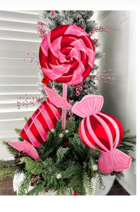 Large Hot Pink and Red Lollipop Metal Outdoor or Indoor Stake