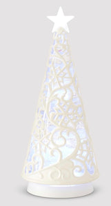 White Swirling Tree Snow Globe