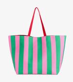 Load image into Gallery viewer, Pink, Green, and Red Stripe Tote Let’s Get Merry
