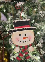 Load image into Gallery viewer, Snowman Metal Ornament that Can Hold a Candy Cane
