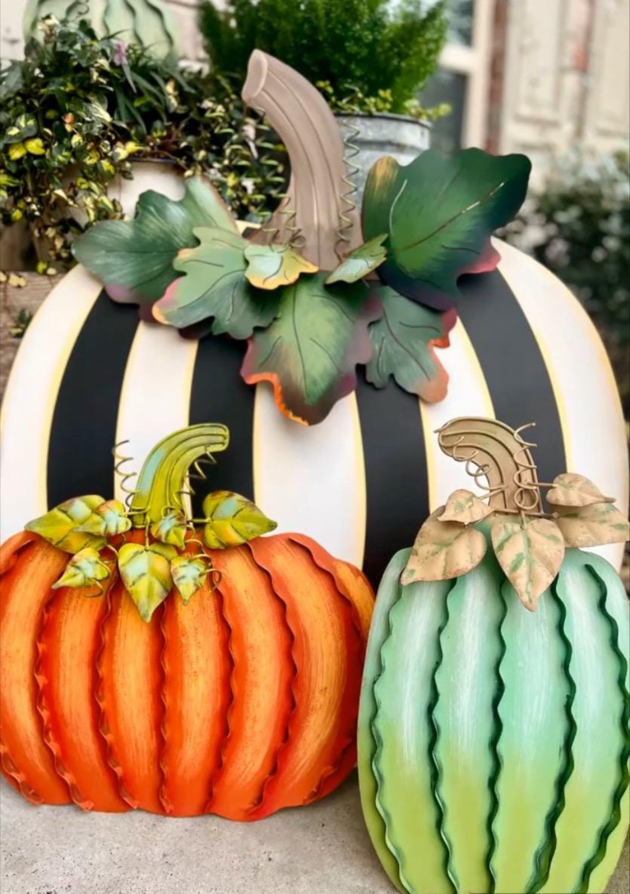 Large Orange Pumpkin with Easel and Stake