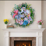 Load image into Gallery viewer, Spring Floral Wreath Pinks, Green, Soft Blues, Yellow
