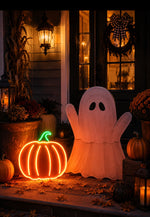 Load image into Gallery viewer, New! Neon Light Up Orange Pumpkin with Easel &amp; Stake
