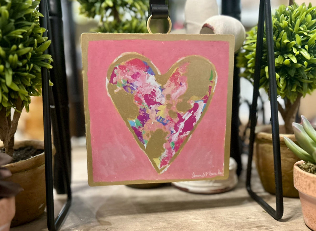 Valentine's Day: Pink and Gold Mini Print with Gold Frame