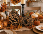 Load image into Gallery viewer, Set of 2 Medium Leopard Metal Stake Pumpkins Fall Pumpkins
