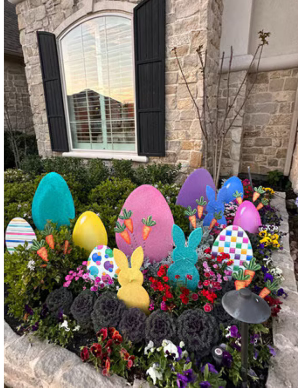 Spring/Easter Collection: Set of 6 Medium Glittered Eggs Metal Stake