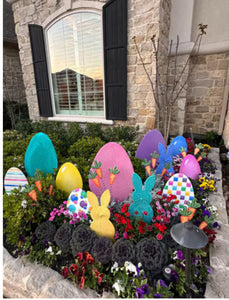 Spring/Easter Collection: Set of 6 Medium Glittered Eggs Metal Stake
