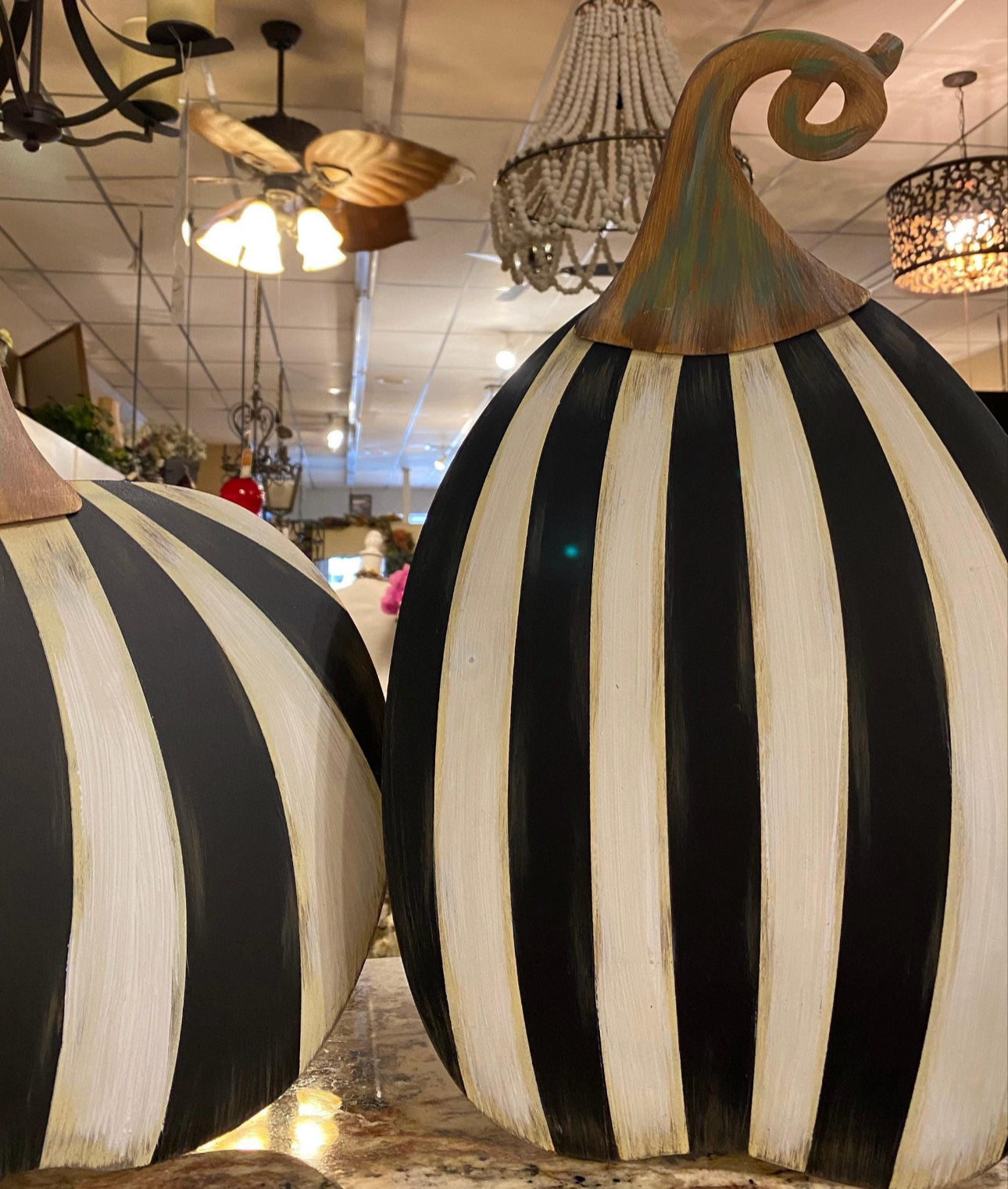 Bundle of (4) Black & White Stripe Pumpkins