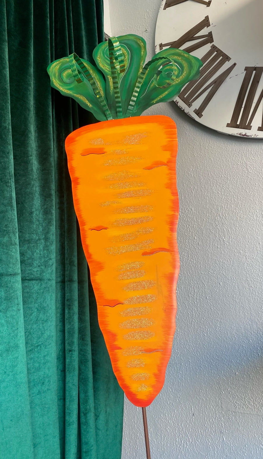 Large Metal Yard Carrot Indoor or Outdoor Stake