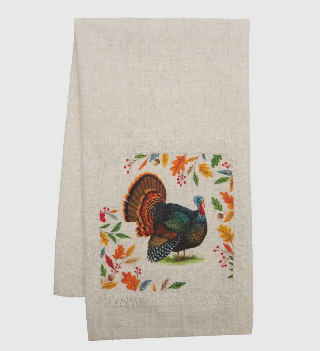 Fall Turkey Thanksgiving Linen Towel