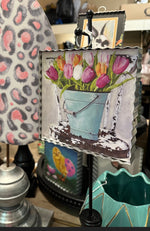 Load image into Gallery viewer, Bucket of Tulips Mini Print with Cowhide Cushion Chair
