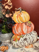 Load image into Gallery viewer, Pumpkin Stack Gold, Orange, &amp; Brown Pattern Metal Stake with Easel
