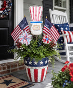 Load image into Gallery viewer, Patriotic Uncle Sam Red White &amp; Blue Watercolor Metal Stake
