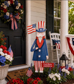 Load image into Gallery viewer, Patriotic Uncle Sam Red White &amp; Blue MDF Body and Metal Stakes
