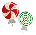 Load image into Gallery viewer, Set of 2 Red White Lollipop Green Lollipop Metal Easel/Stake
