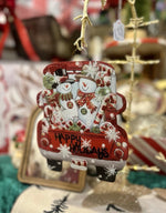 Load image into Gallery viewer, Christmas Two Snowman in Red Truck Mini Charm
