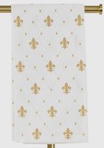 Load image into Gallery viewer, Fleur de lis Gold and White Hand Towel White/Multi 20x28
