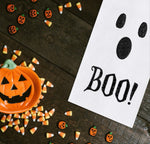 Load image into Gallery viewer, BOO Ghost Halloween Towel Black &amp; White
